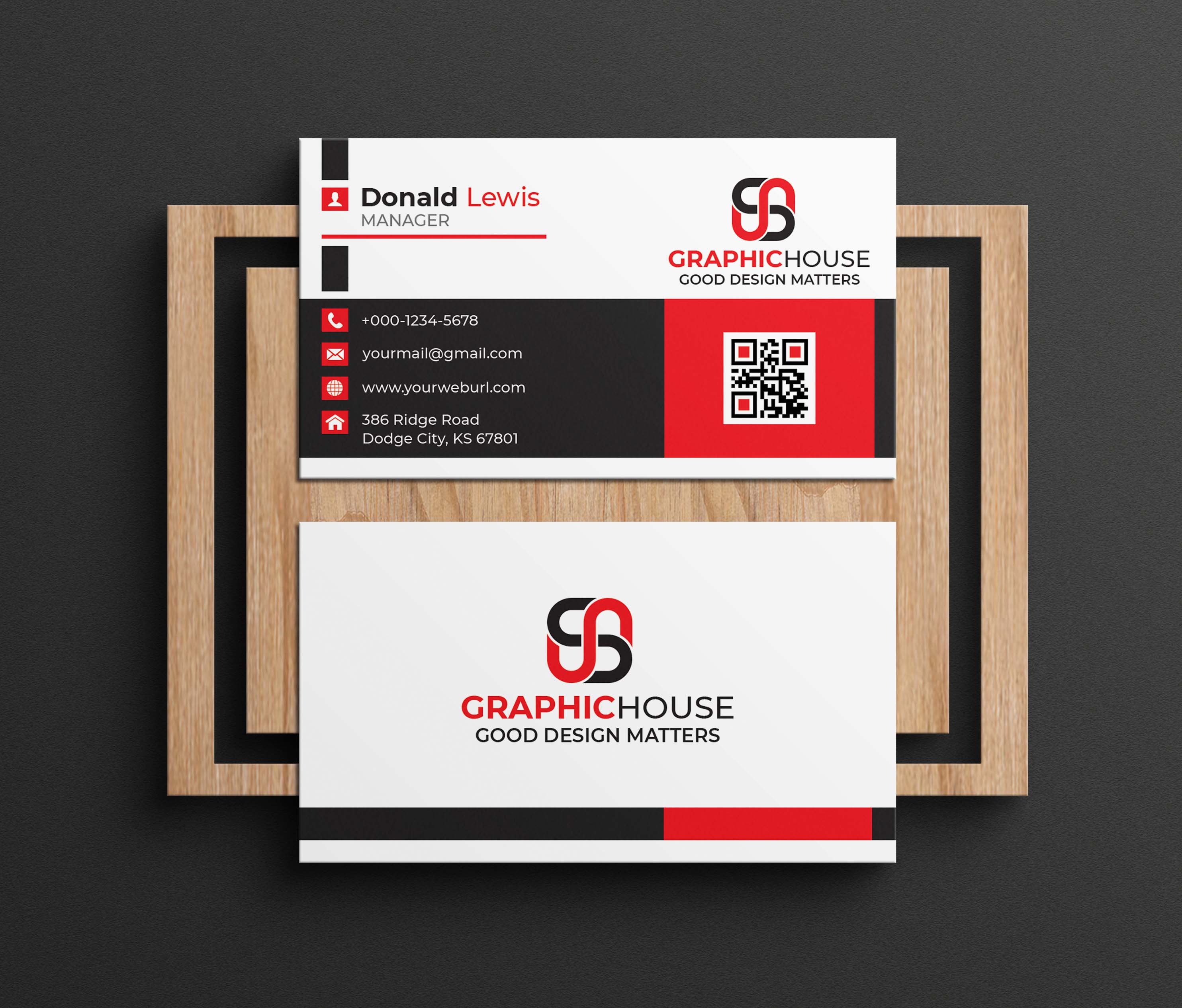 Stylish And Professional Business Card Template On Board Example.