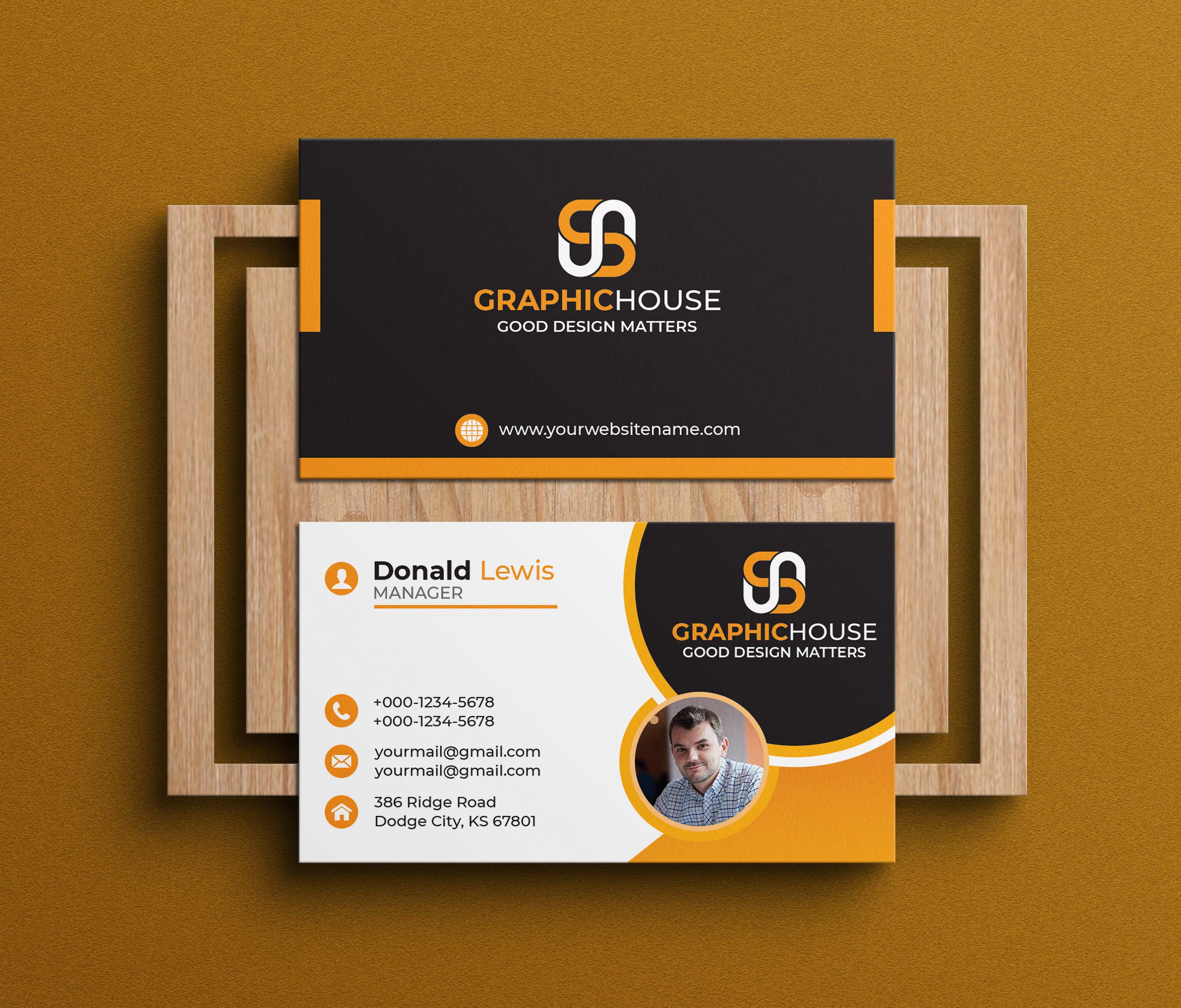 Creative Professional Business Card Template On Table Example.