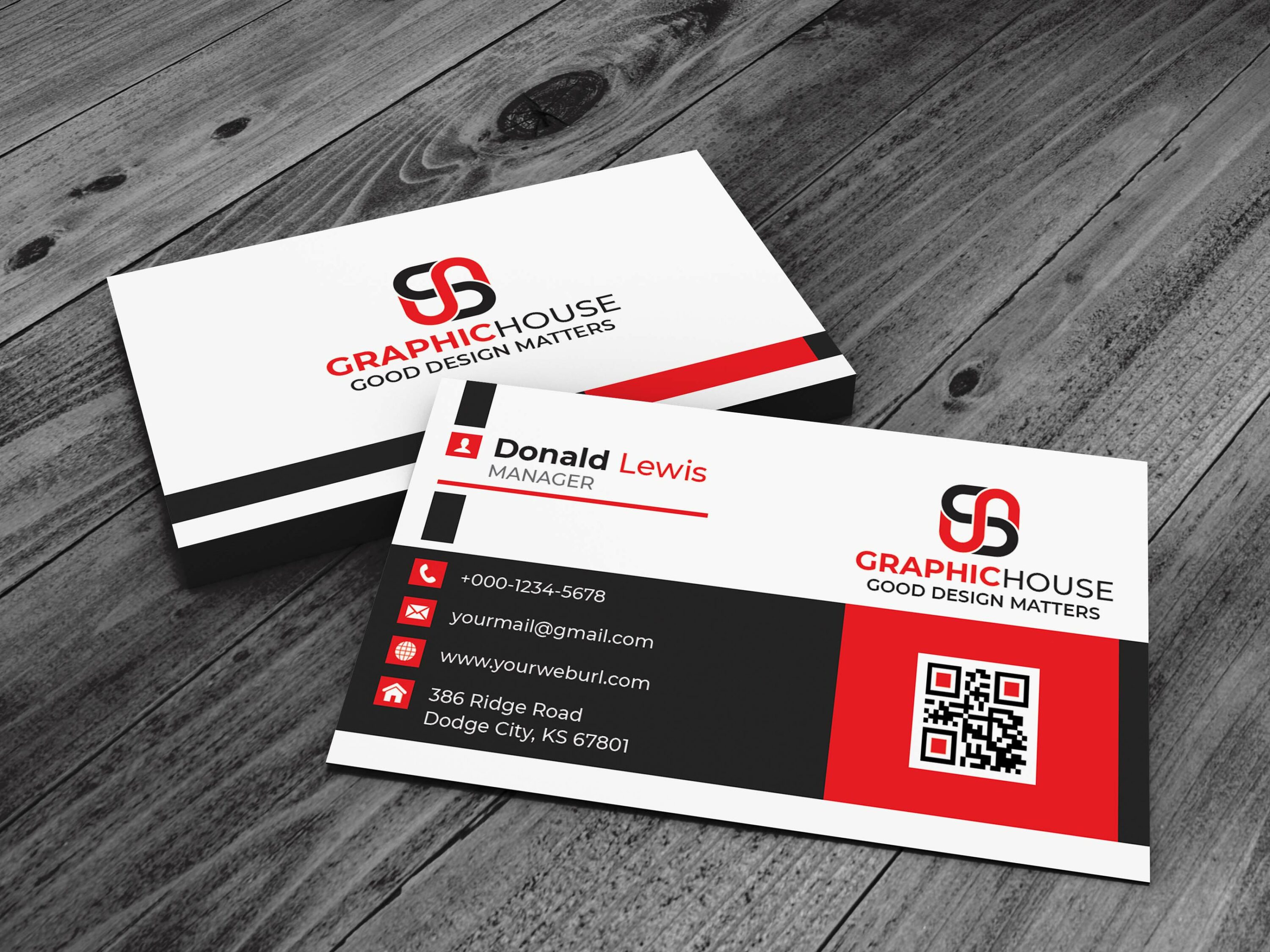 Stylish And Professional Business Card Template On Table Example.