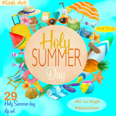 Watercolor Holy Summer Day Clipart Cover Image.