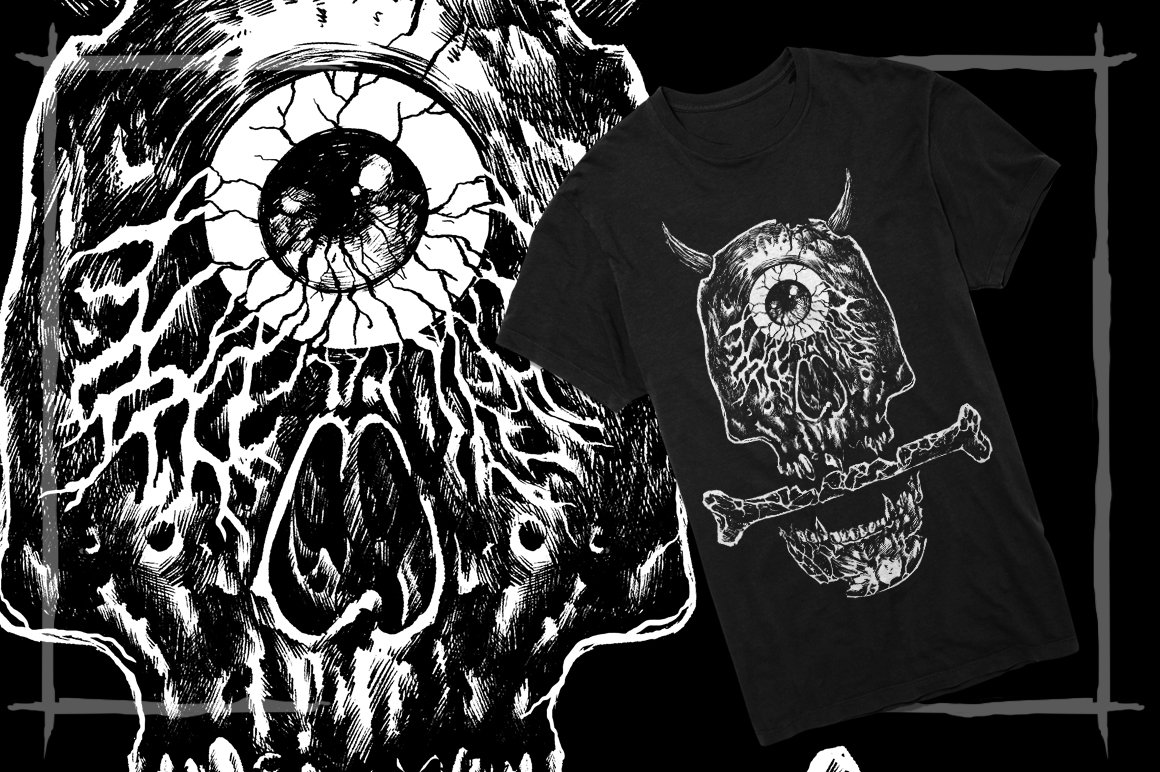 So scary skull illustration for t-shirt.