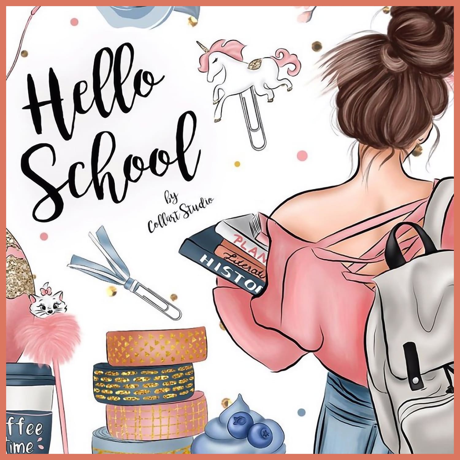 Back to School Clipart, fashion created by CollartStudio.