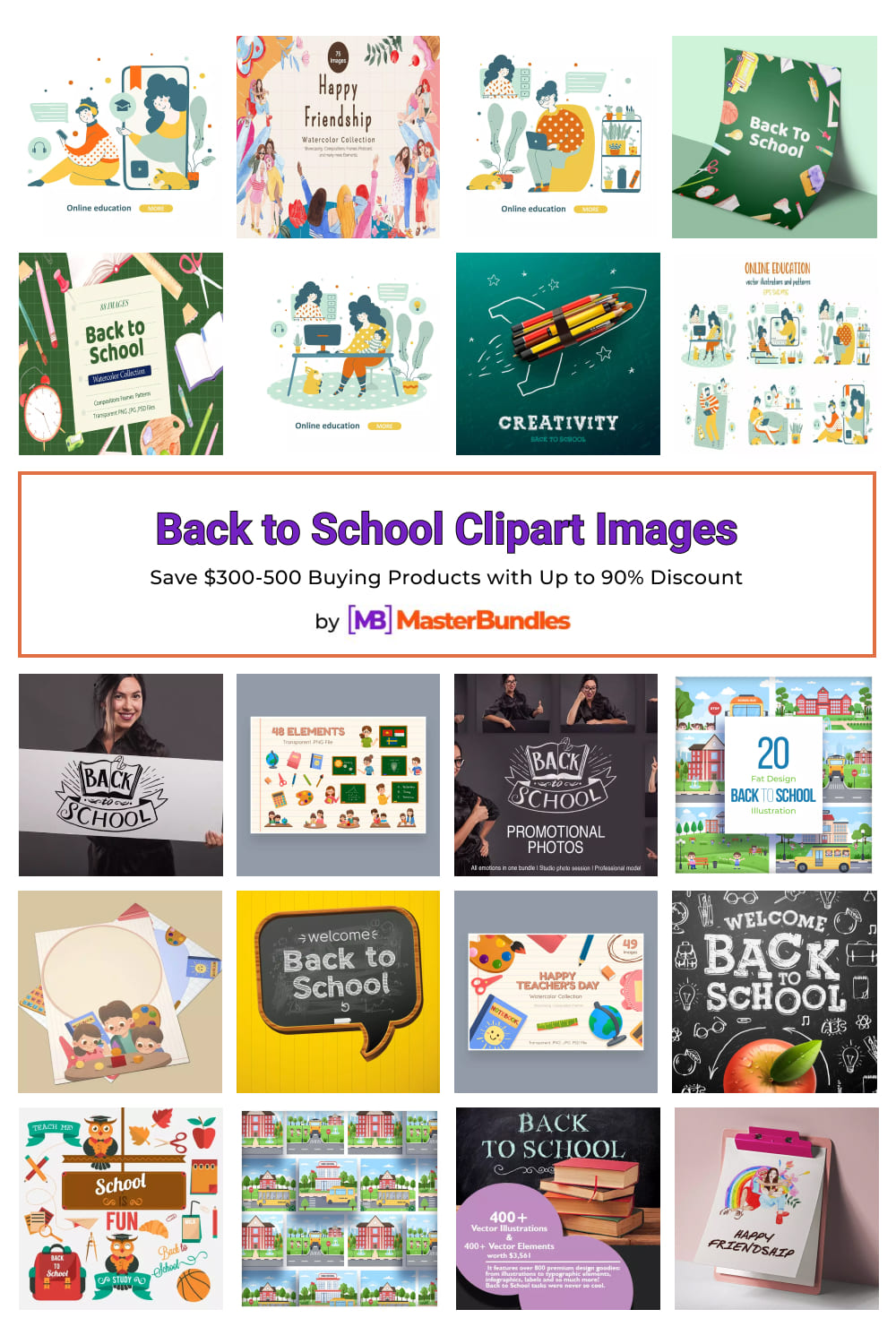 Back to School Clipart Images Pinterest image.