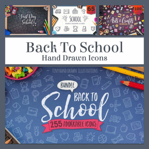 Back to school hand drawn icons - main image preview.