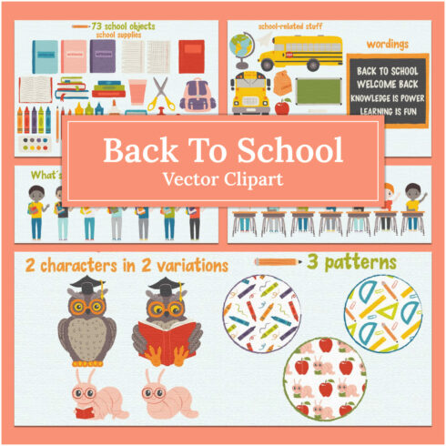 Back to school vector clipart - main image preview.