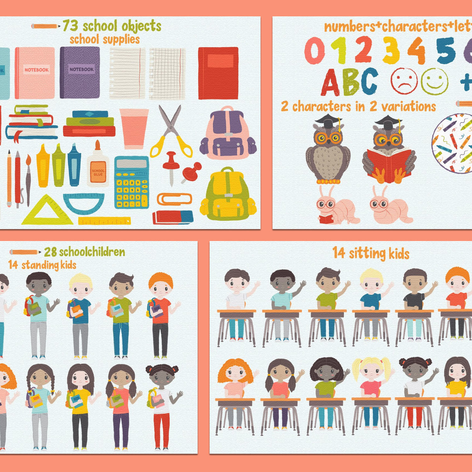 Back to school vector clipart created by Trinibis.