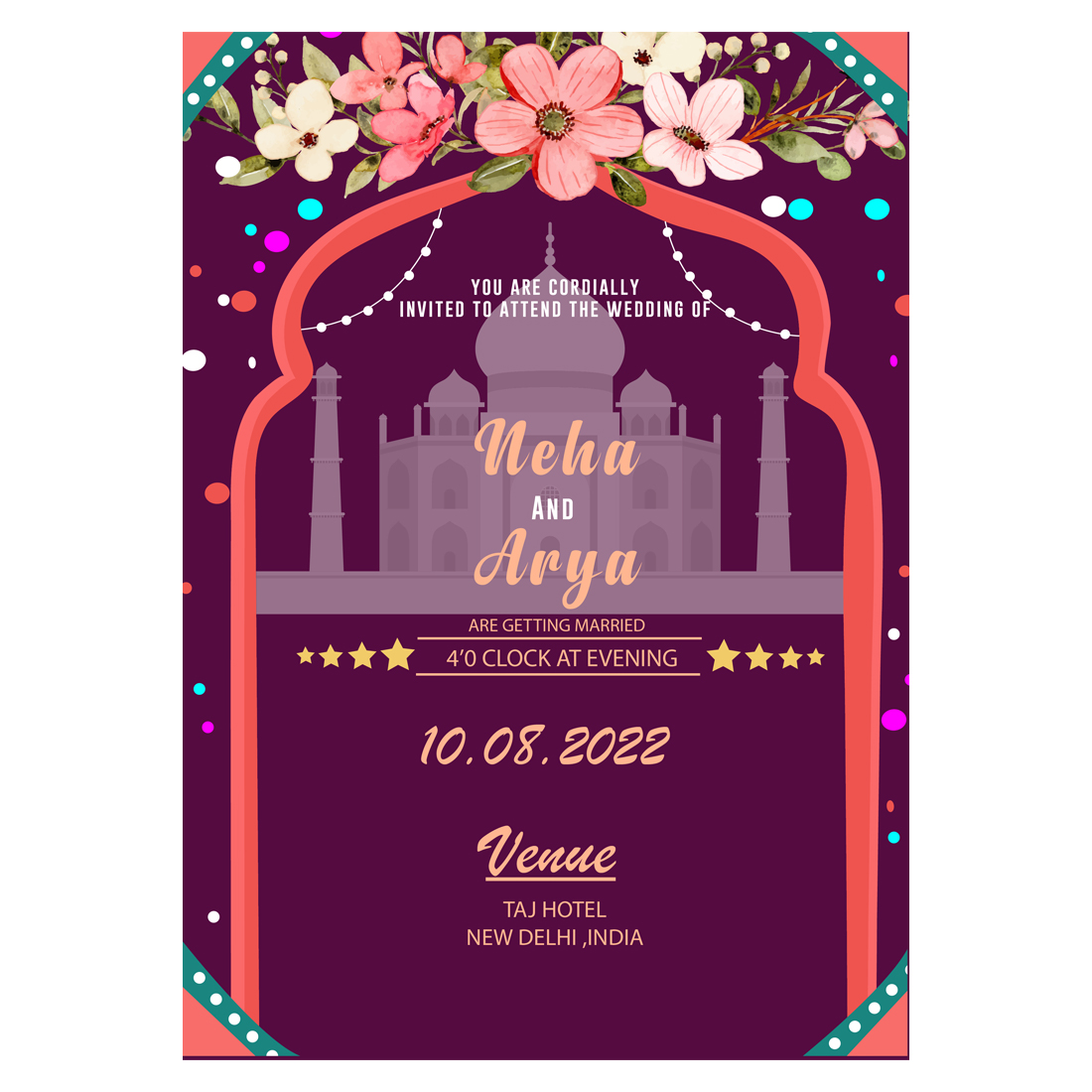 back Fully Editable Wedding card for special occasion in very low cost