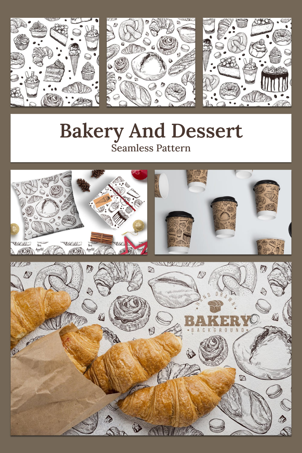 Bakery and dessert seamless pattern - pinterest image preview.