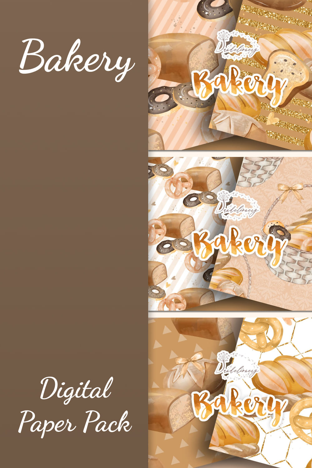 Bakery digital paper pack - pinterest image preview.