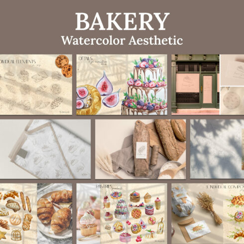 Bakery watercolor aesthetic - main image preview.