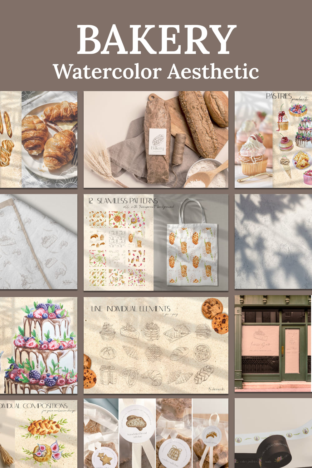 Bakery watercolor aesthetic - pinterest image preview.