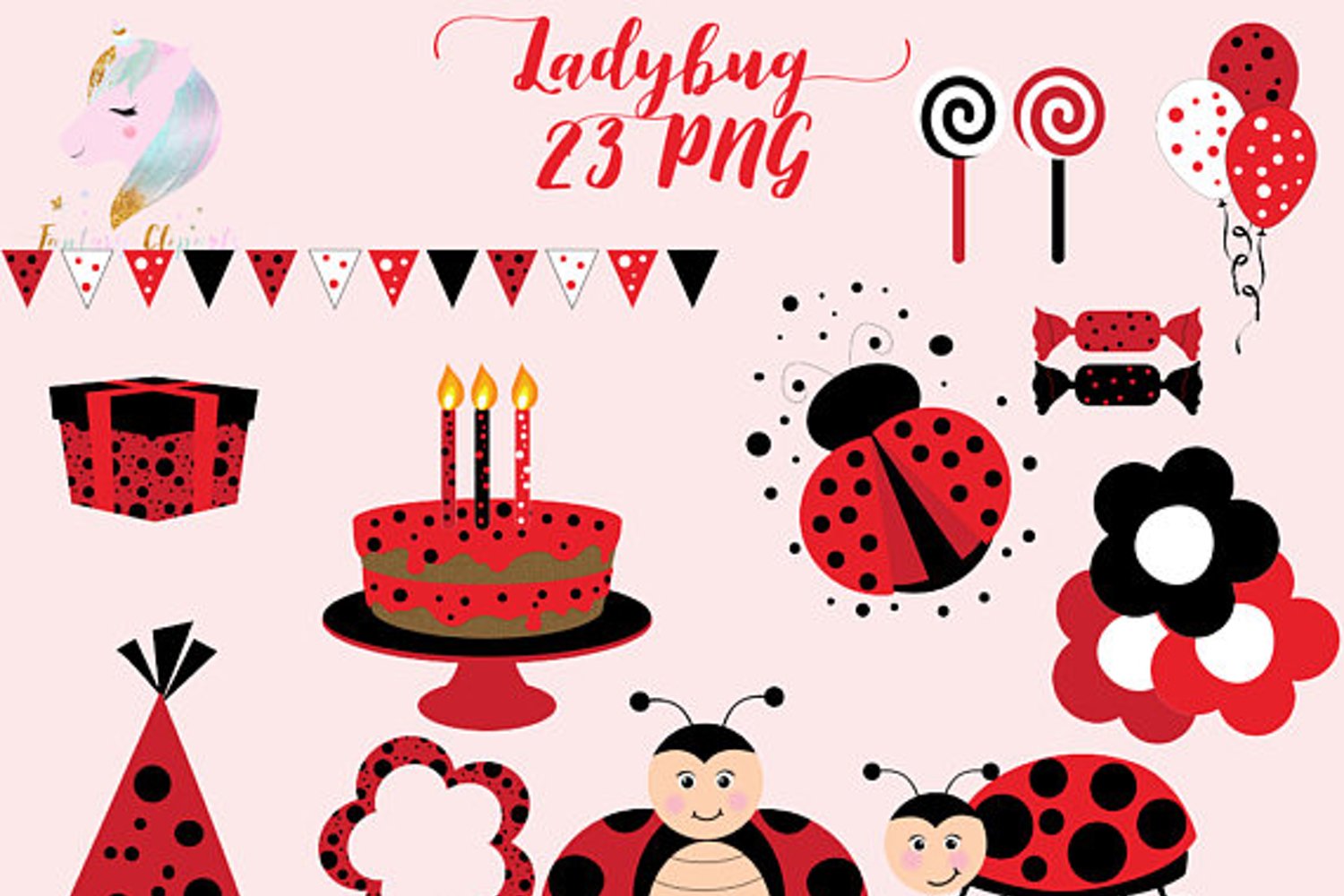 Cover image of Red Ladybug Clipart.