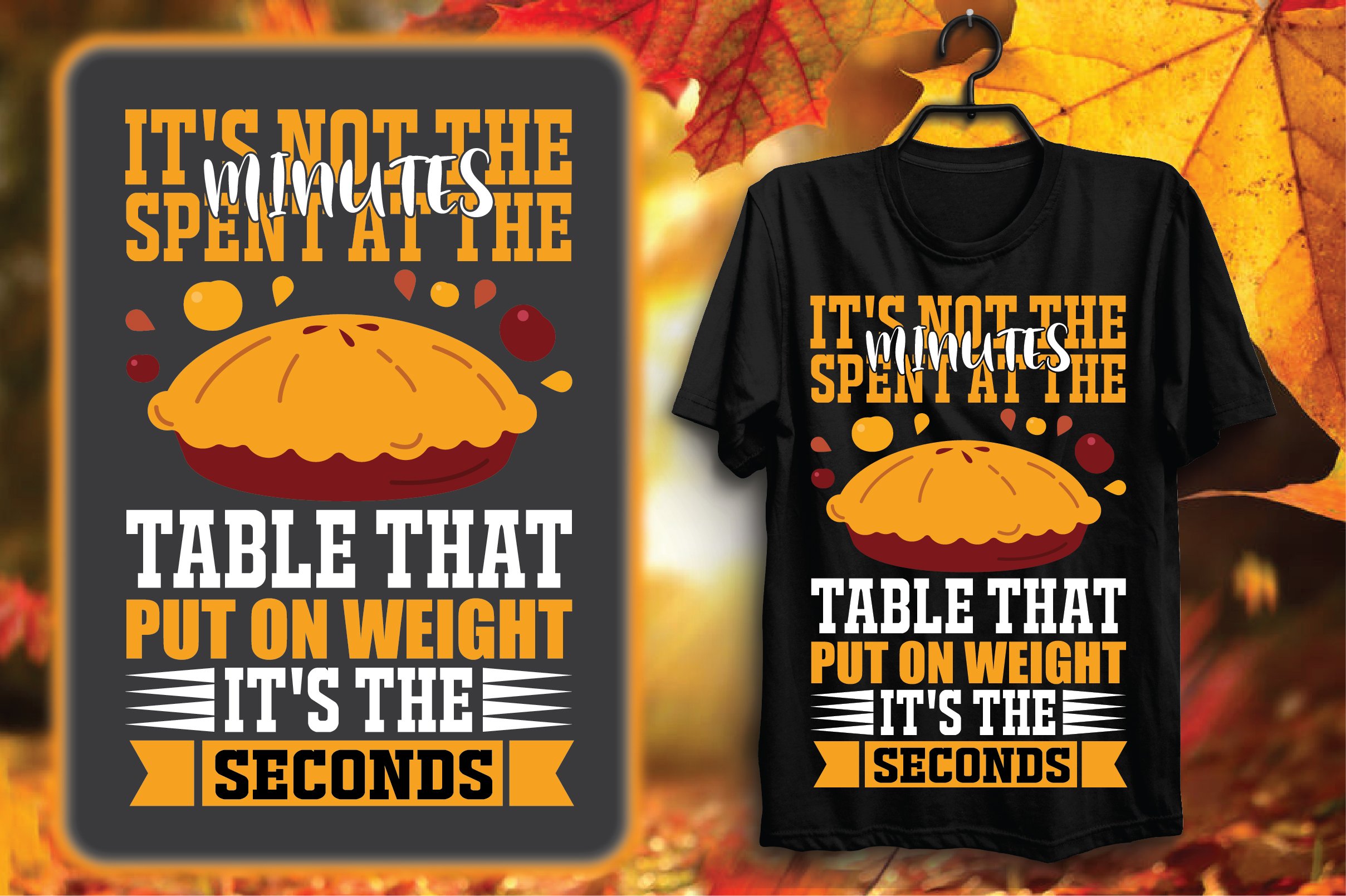 Nice Thanksgiving illustration for dark t-shirt.