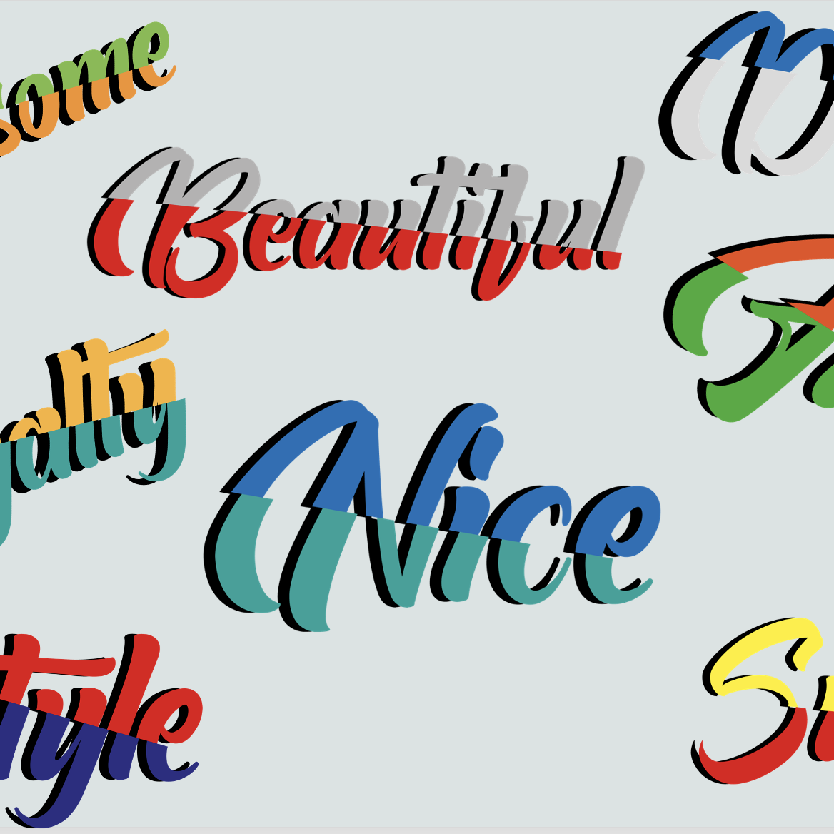 8 Cool Letterings In A Nice Style With Nice Colors High-Res Textures - Only $10