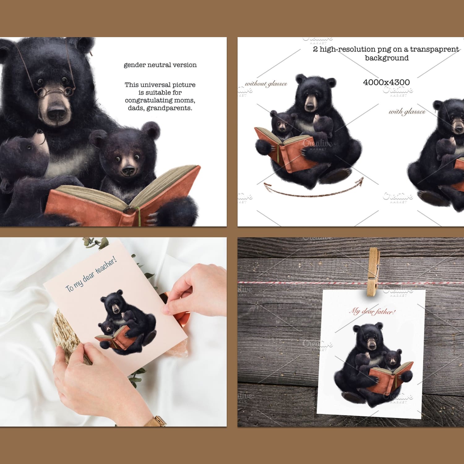 Black Bear Illustration. Mothers Day created by sheincar.