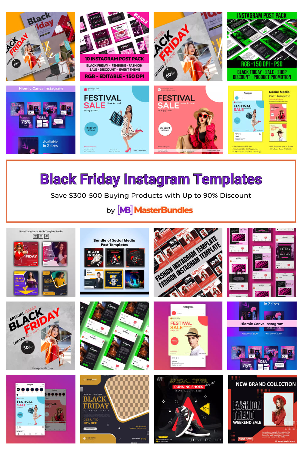 Black Friday Instagram Templates Pinterest image.
