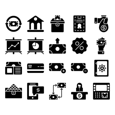 Black and White Money Icons previews.