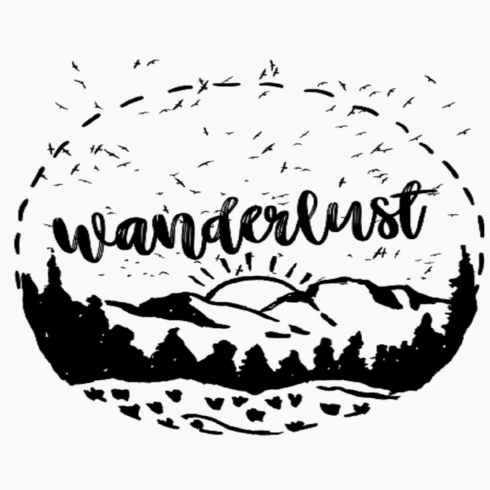 black white minimalist wanderlust mountains forest design t shirt design