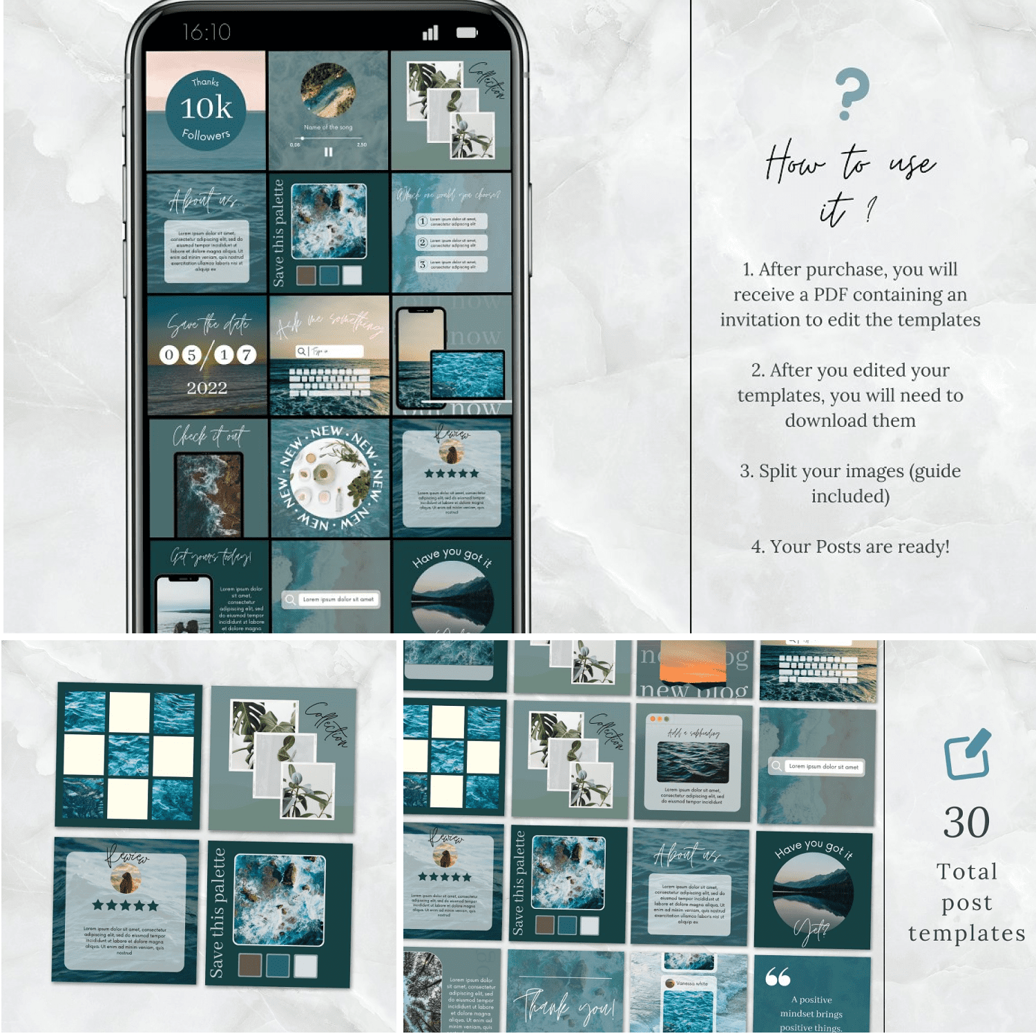 Blue Instagram Post Template Pack created by PittaFinePrint.
