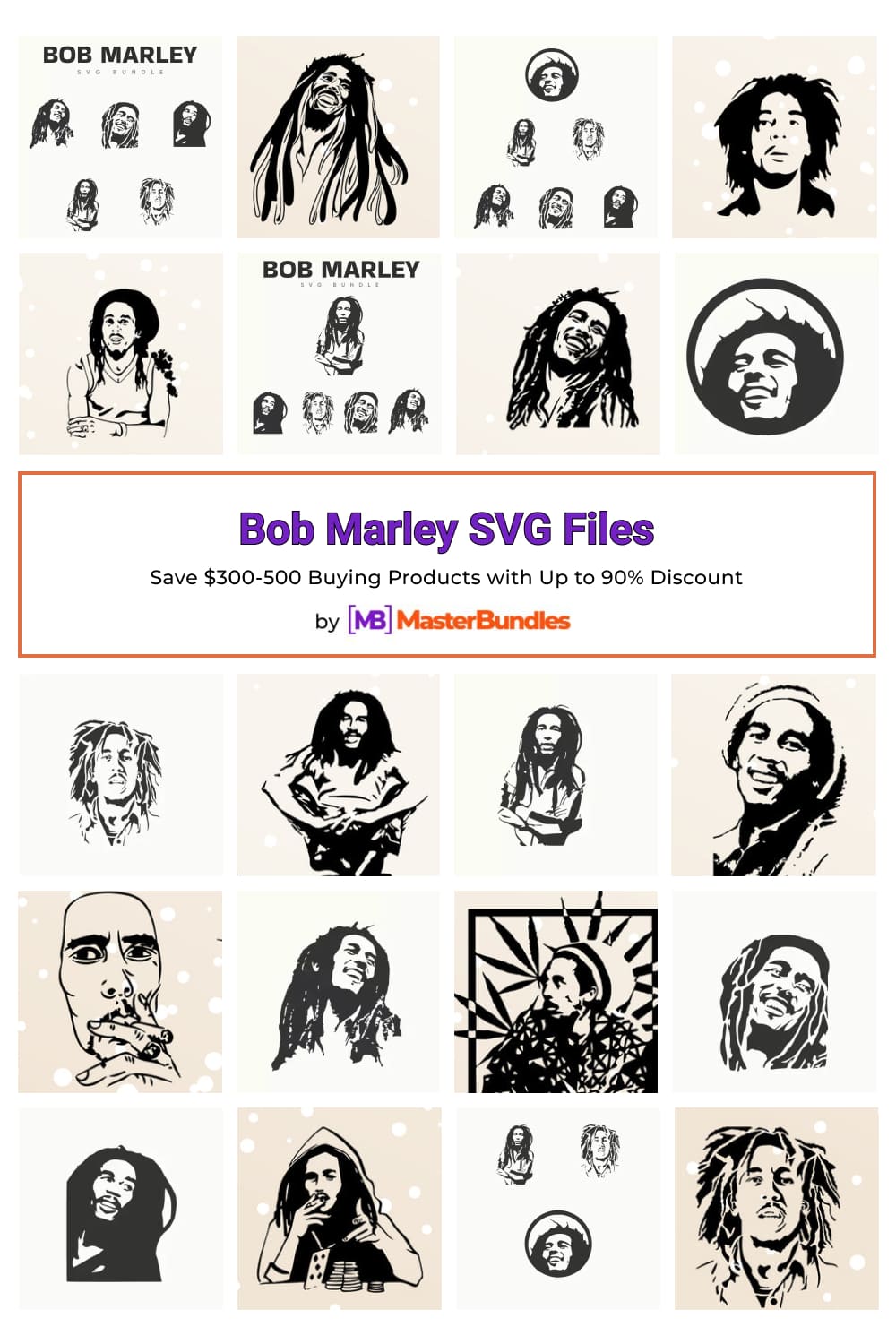 Bob Marley SVG Files Pinterest image.