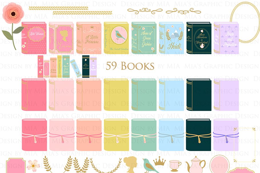 This set includes 59 books elements.