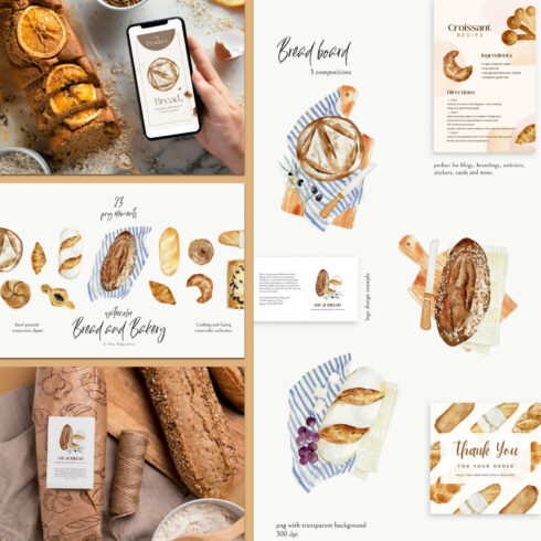 Bread and Bakery. Watercolor Food – MasterBundles