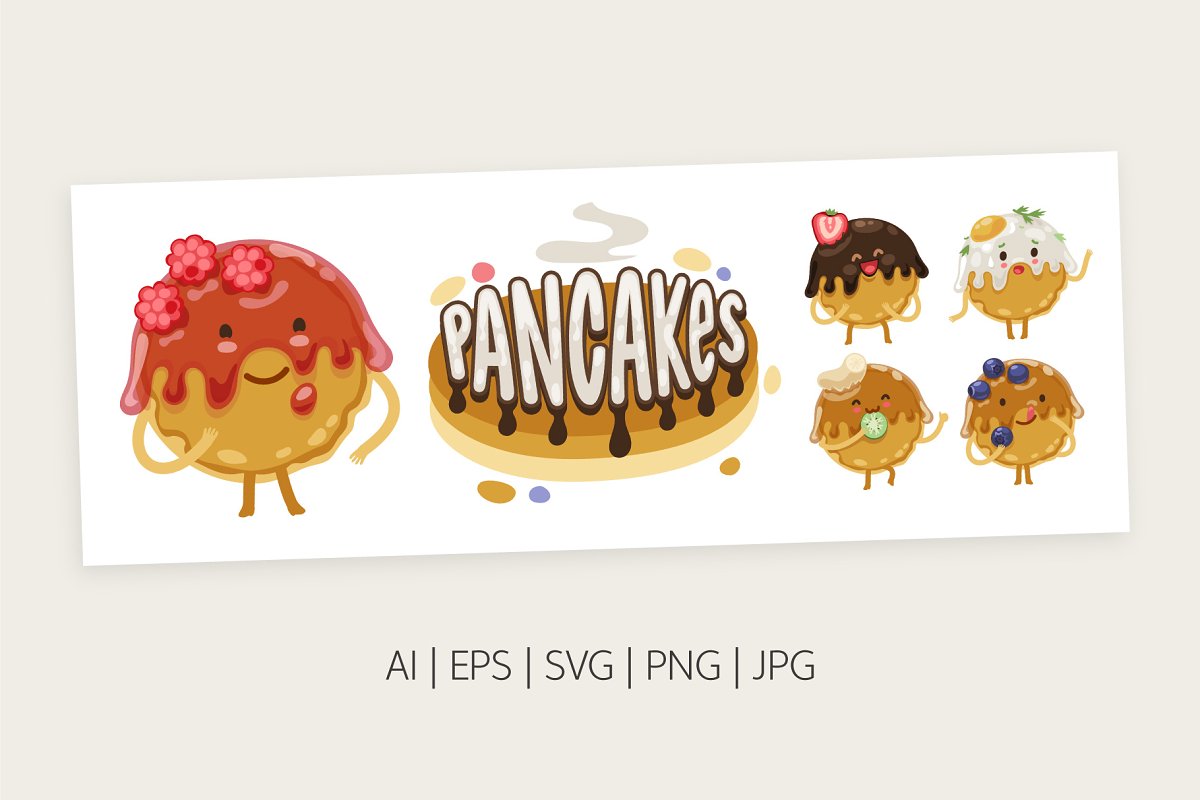 Pancakes illustrations.