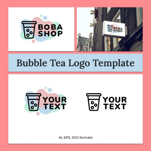 Bubble tea logo template - main image preview.