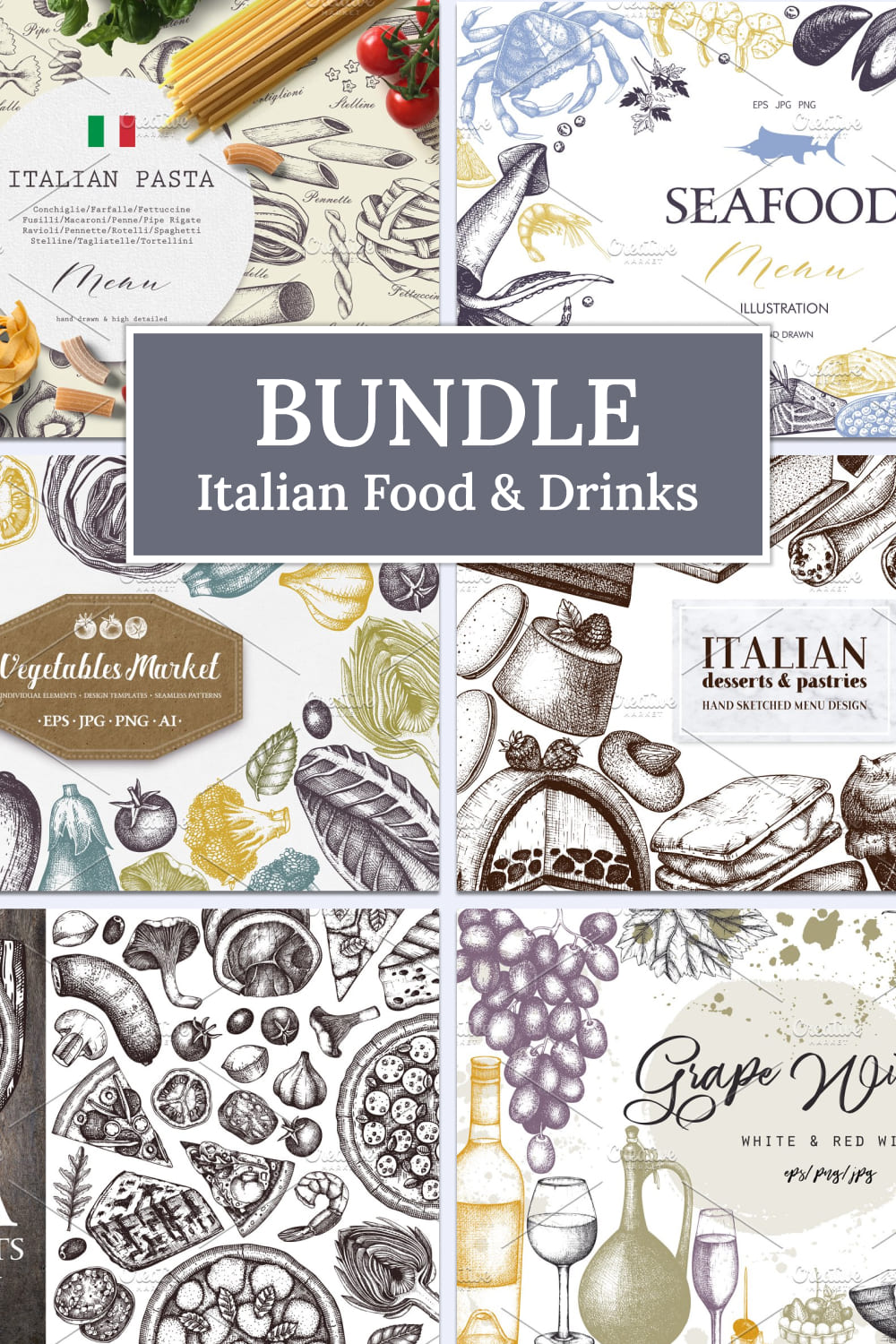 Bundle italian food drinks - pinterest image preview.