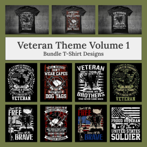 Bundle T-Shirt Designs Veteran Theme - Volume 1.