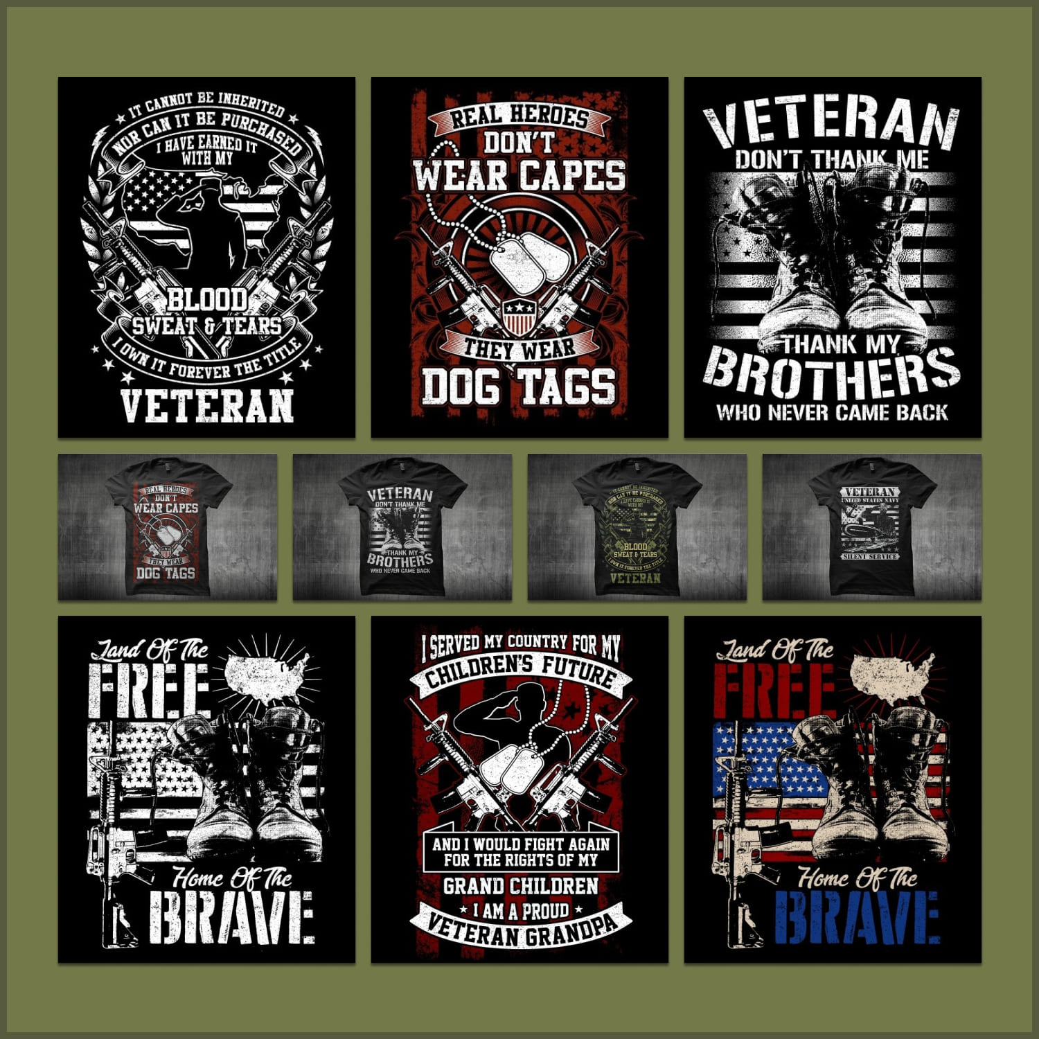 Bundle T-Shirt Designs Veteran Theme - Volume 1 cover.