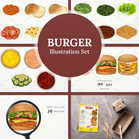 Burger illustration set - main image preview.