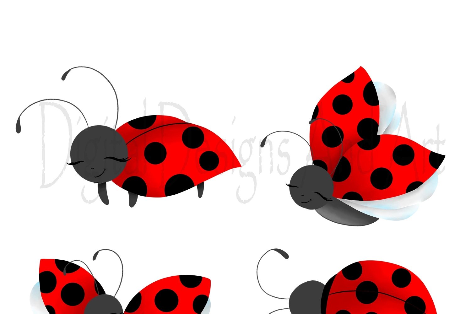 Cute and colorful ladybugs.