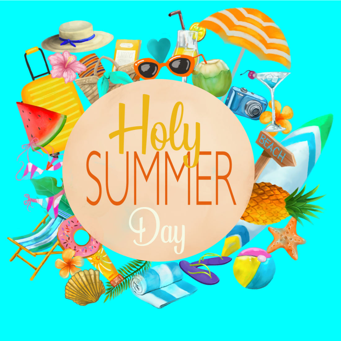 Watercolor Holy Summer Day Clipart Preview Image.