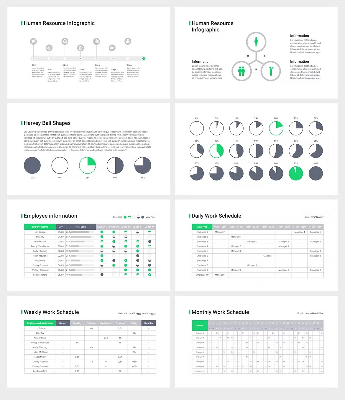 Diverse of infographics types for different presentations.