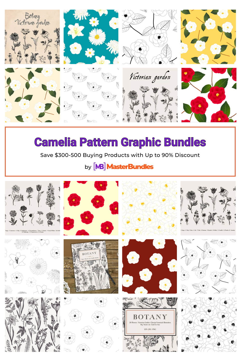 camelia pattern graphic bundles pinterest image.