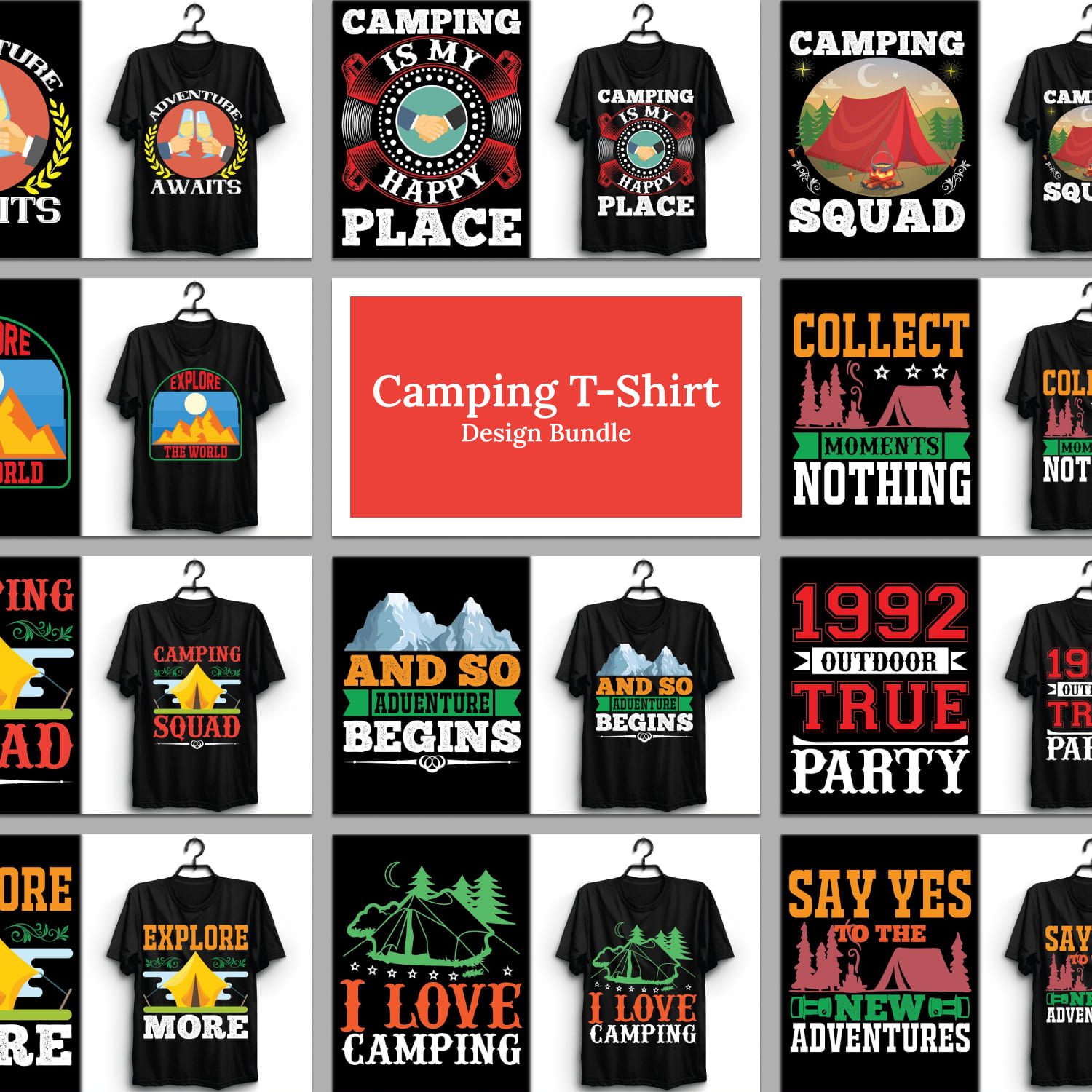 Camping T-shirt Design Bundle.