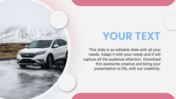 Slide with text block and car image.