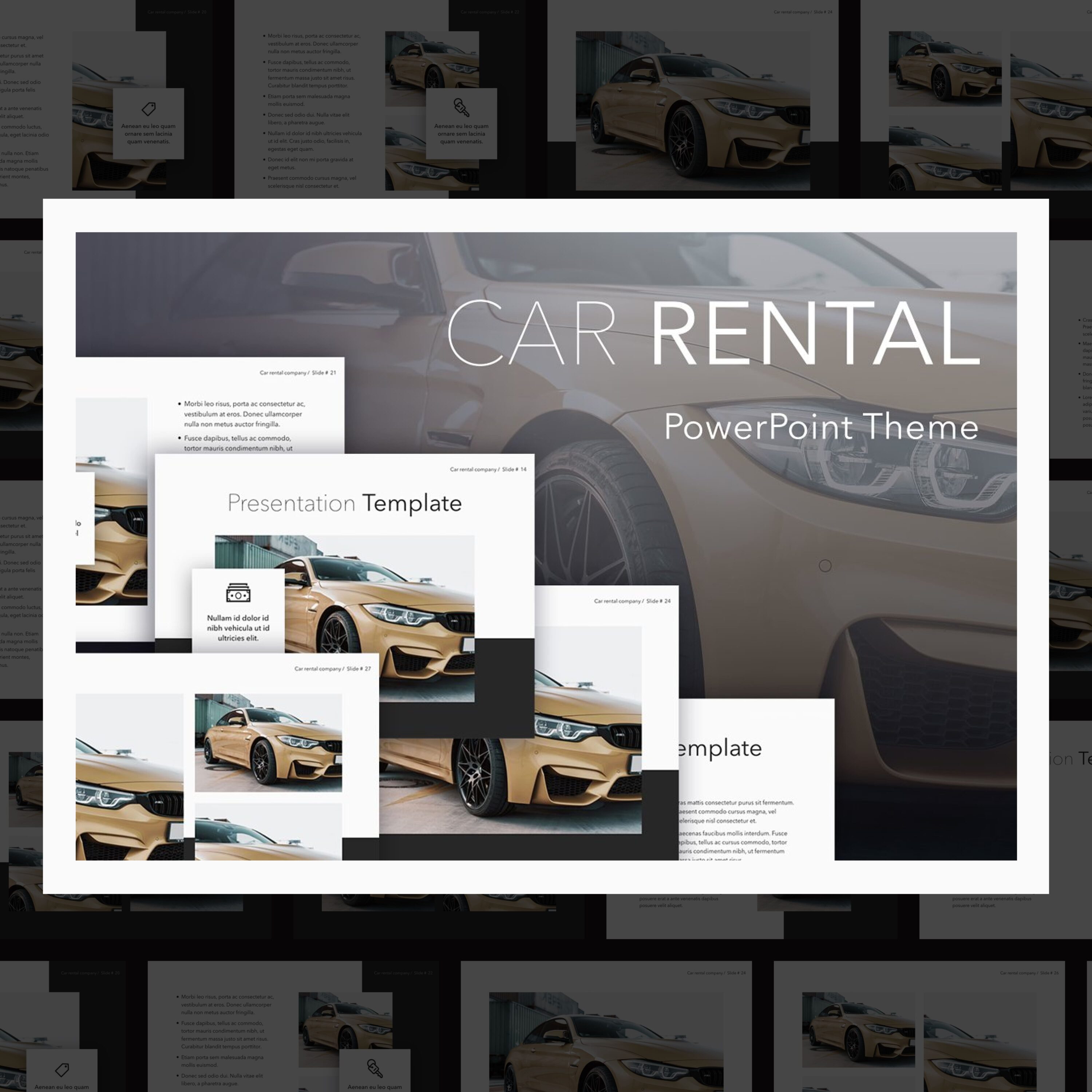 Car Rental PowerPoint Theme cover.