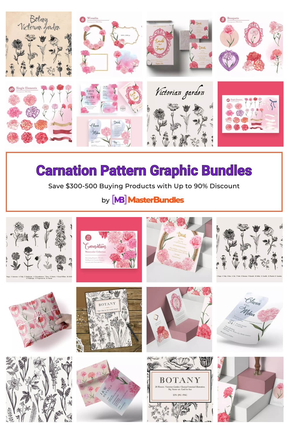 carnation pattern graphic bundles pinterest image.