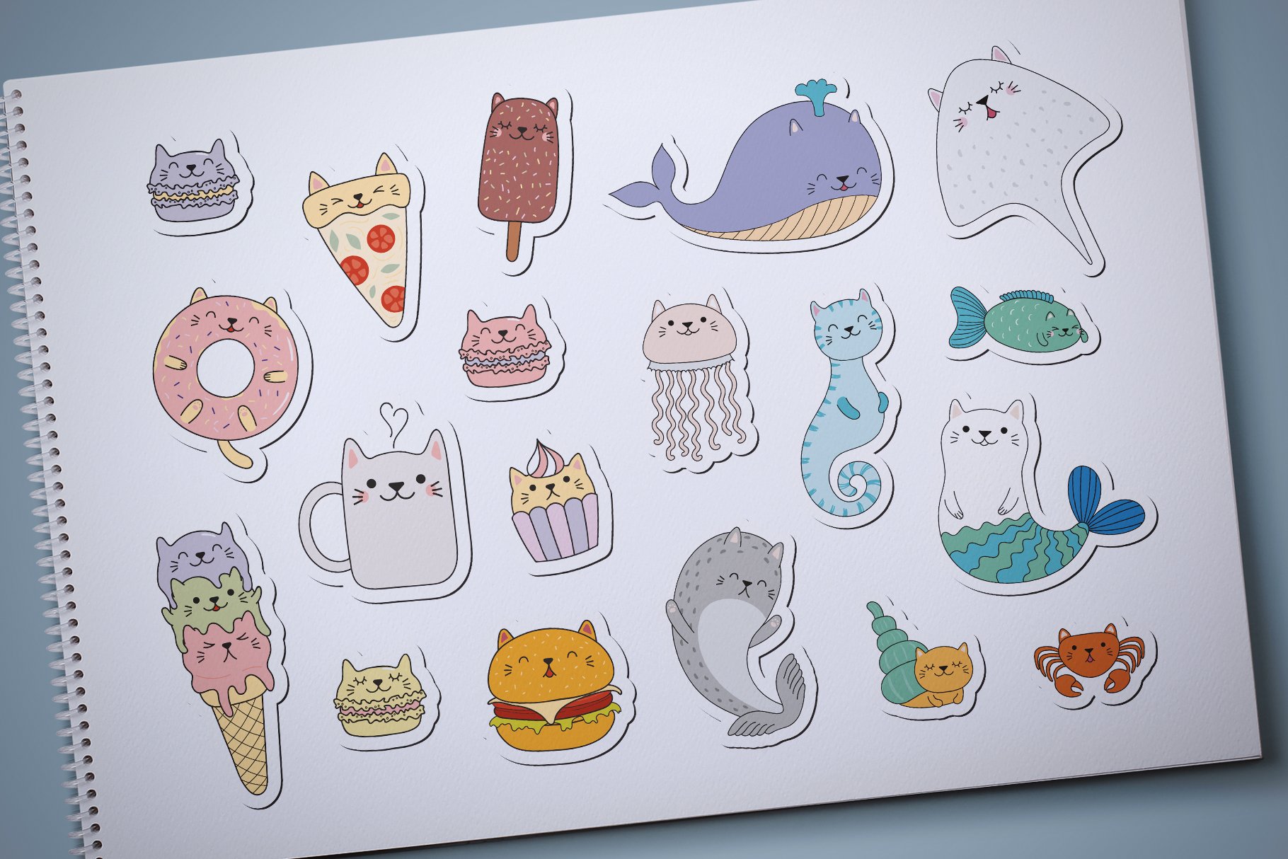 So cute cat faces stickers.