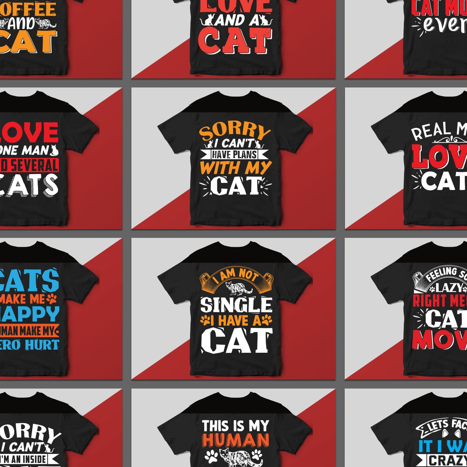 Cat T shirt Design Bundle cover.