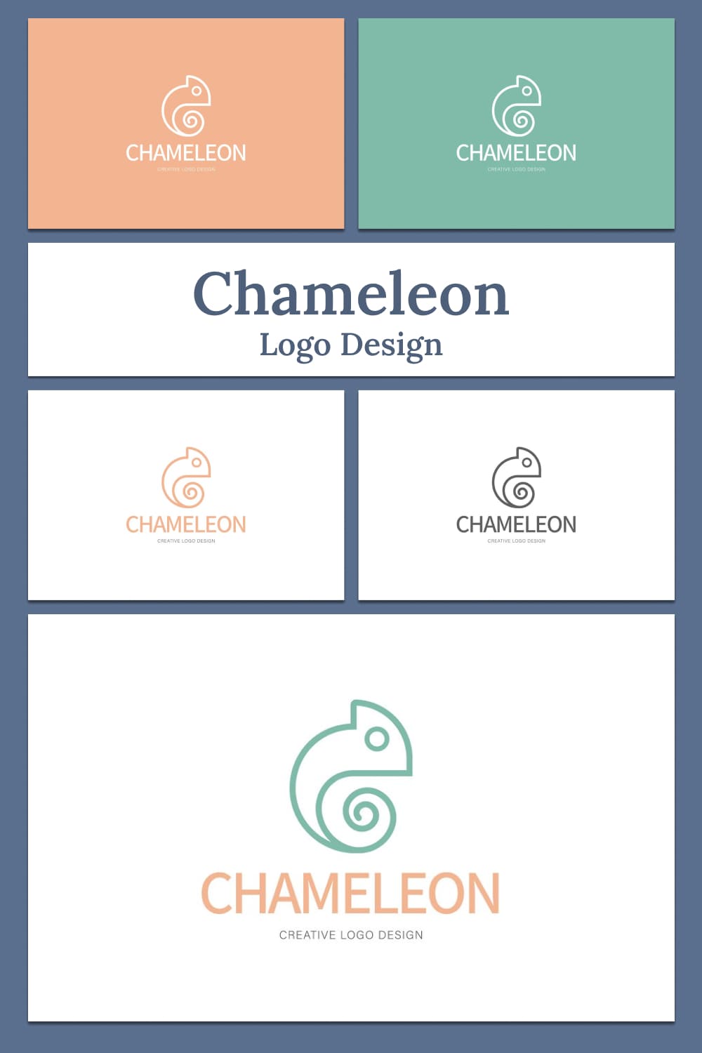 Chameleon logo design - pinterest image preview.