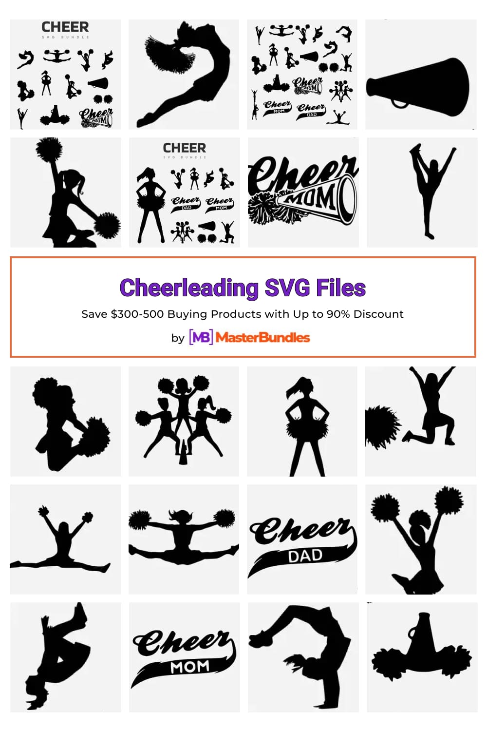 Cheerleading SVG Files Pinterest image.