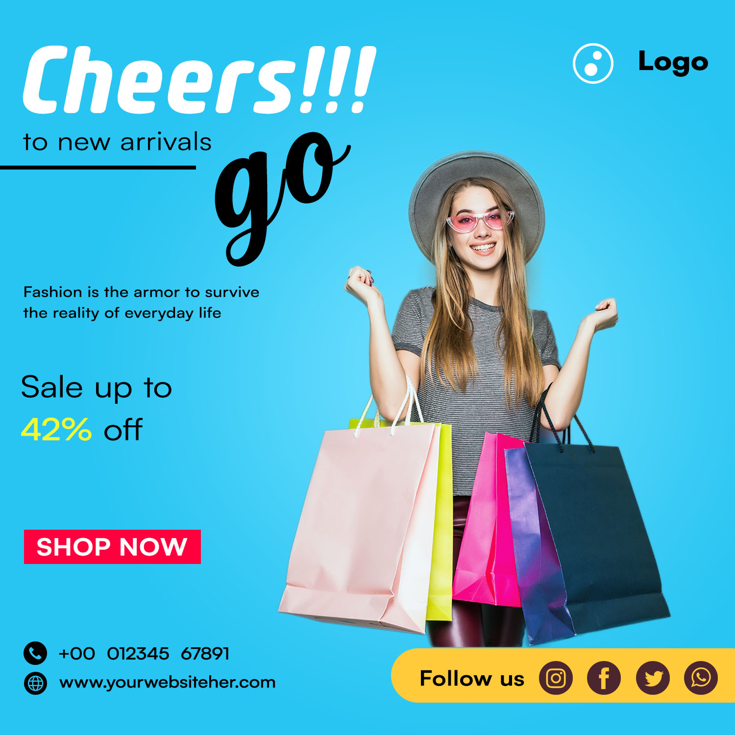 Fashion And Shopping Instagram Posts PSD Template Bundle Cheers Go.