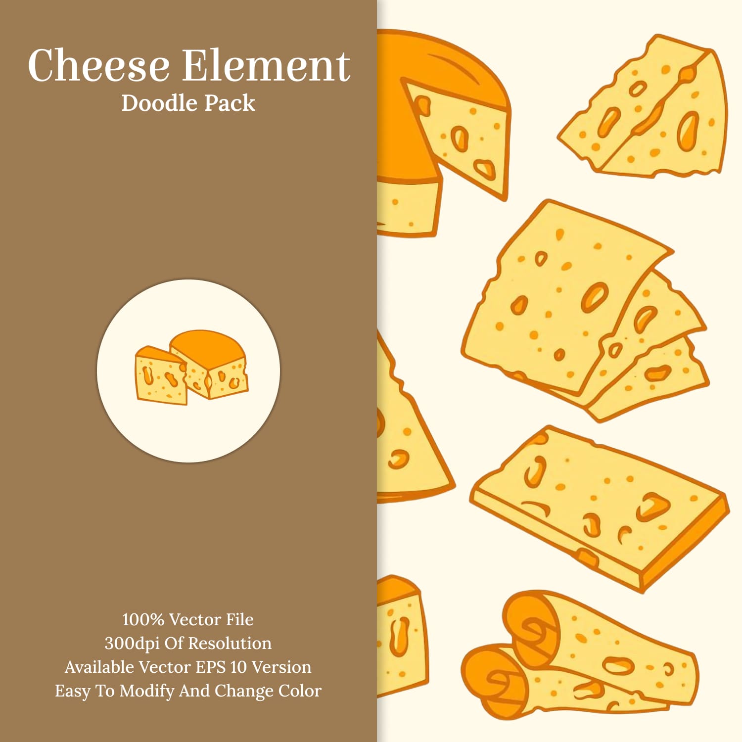 Cheese element doodle pack - main image preview.