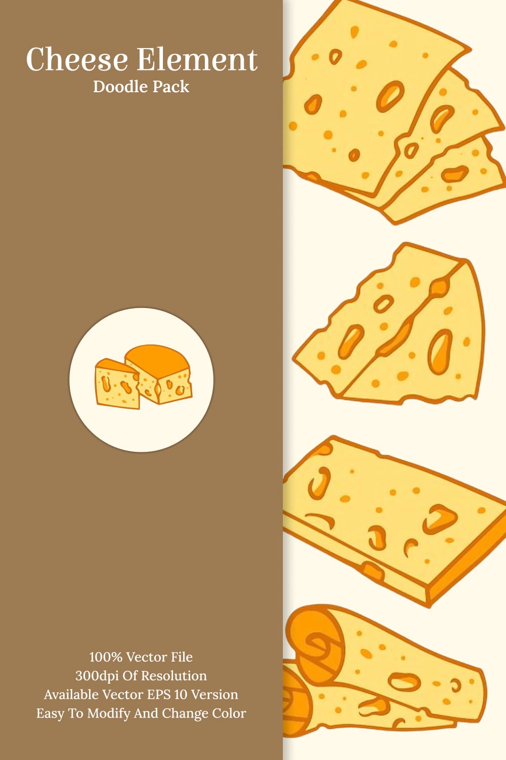 Cheese element doodle pack - pinterest image preview.
