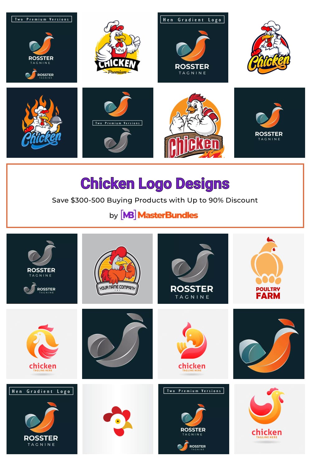 Chicken Logo Designs Pinterest image.