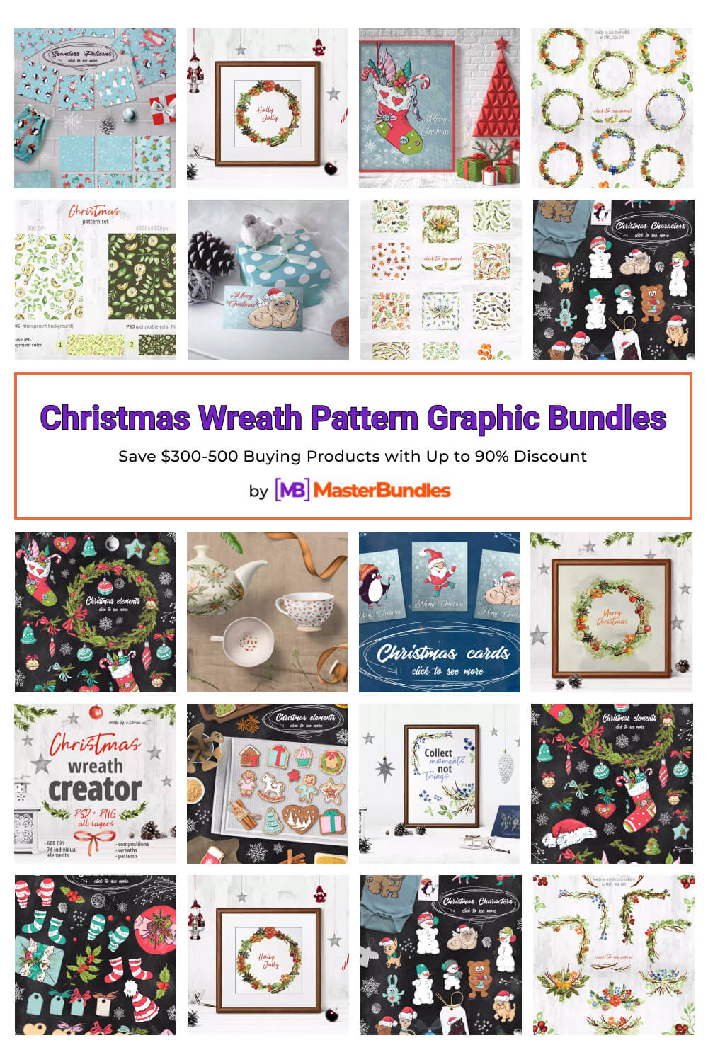 christmas wreath pattern graphic bundles pinterest image.