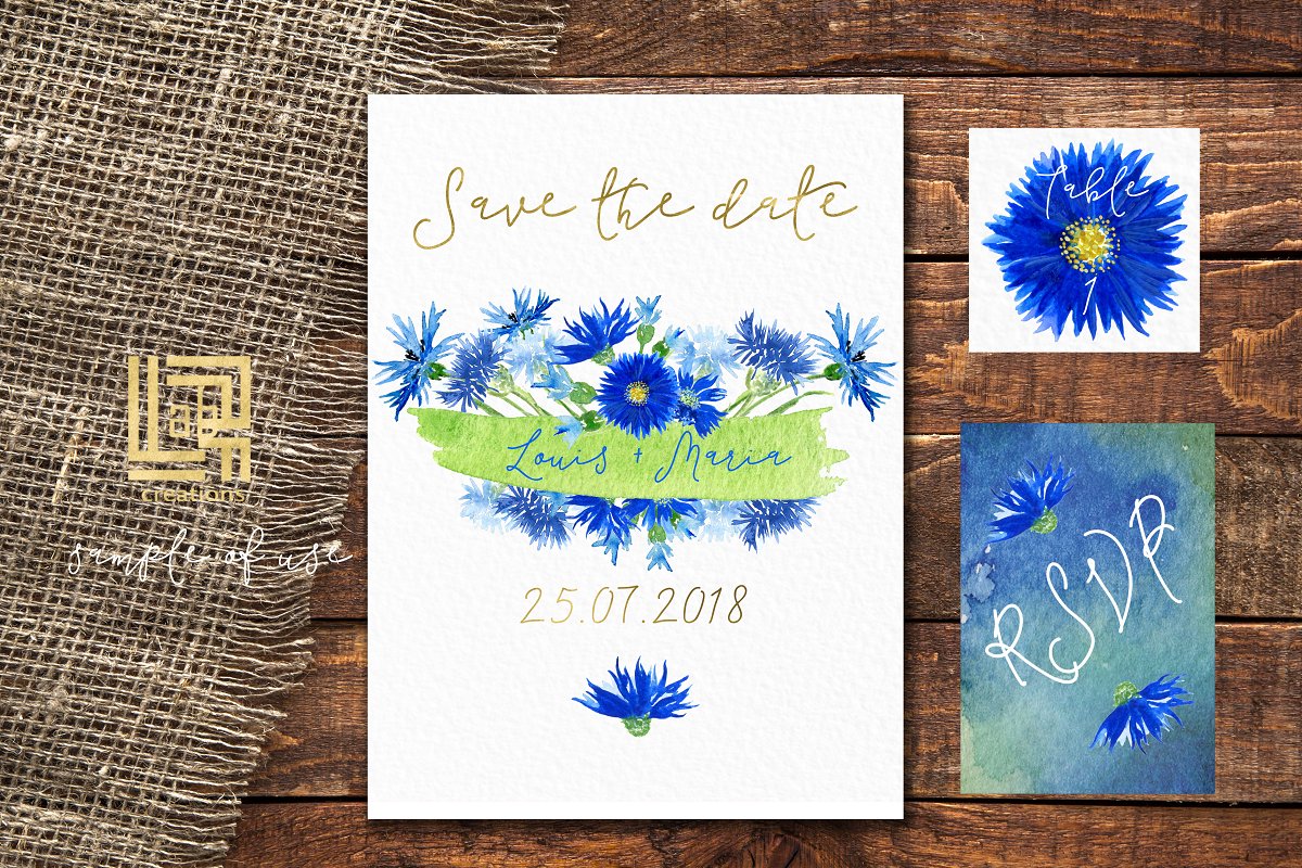 This is a good cornflowers collection for greeting cards and invitations.